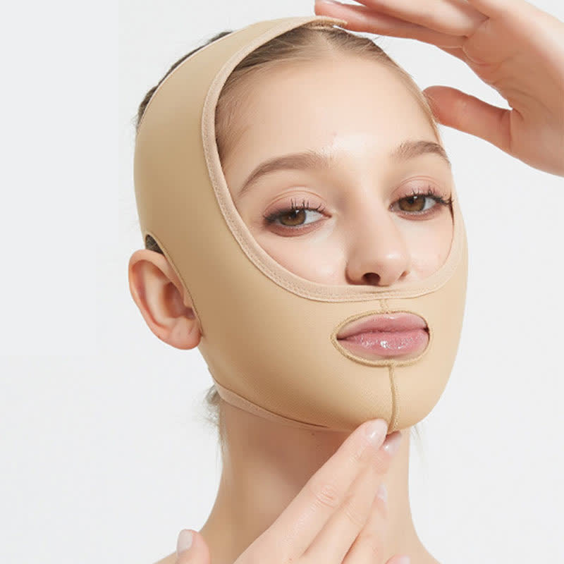 Post Surgery Elastic Facial Lifting Compression Headgear - Nude - 3XL - image 1