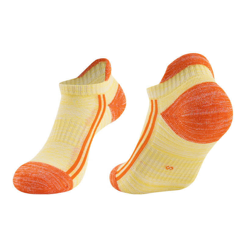 Color-Block Breathable Cotton Running Socks(6 Pairs) - Yellow - EU35-40(US2-7) - image 5
