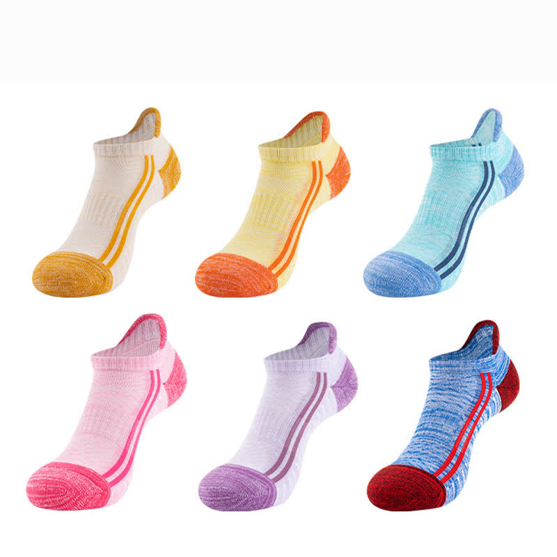 Color-Block Breathable Cotton Running Socks(6 Pairs) - Multicolor - EU35-40(US2-7) - image 0