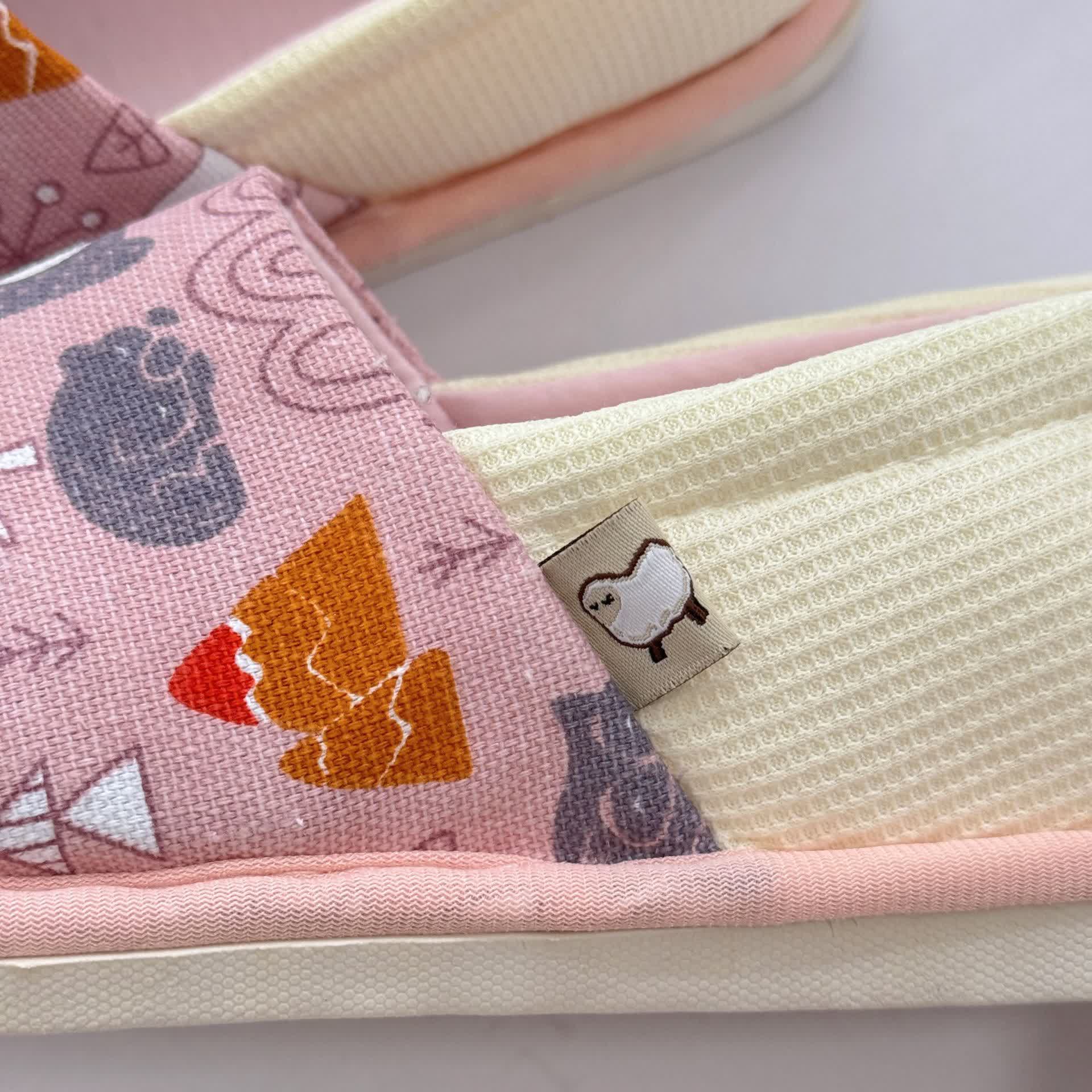 Cute Animal Print Non-Slip Canvas Home Slippers - image 7