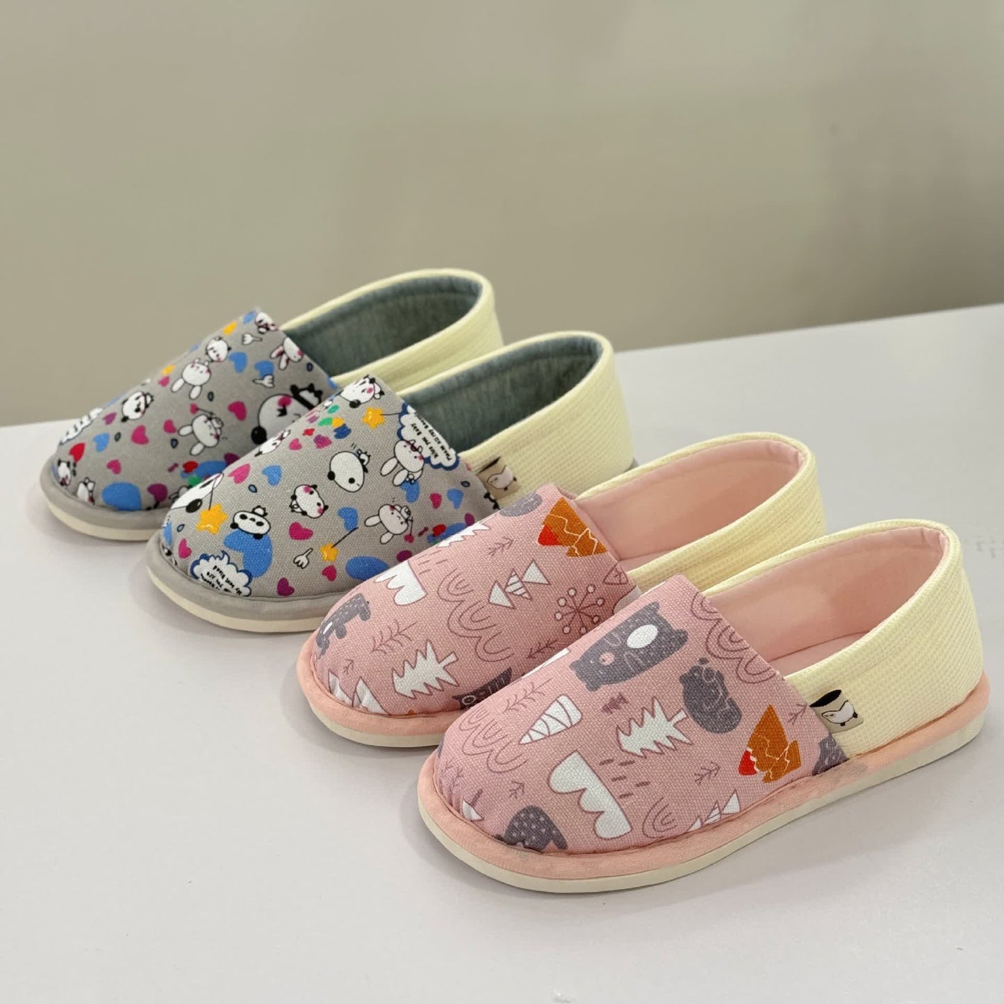 Cute Animal Print Non-Slip Canvas Home Slippers - image 0