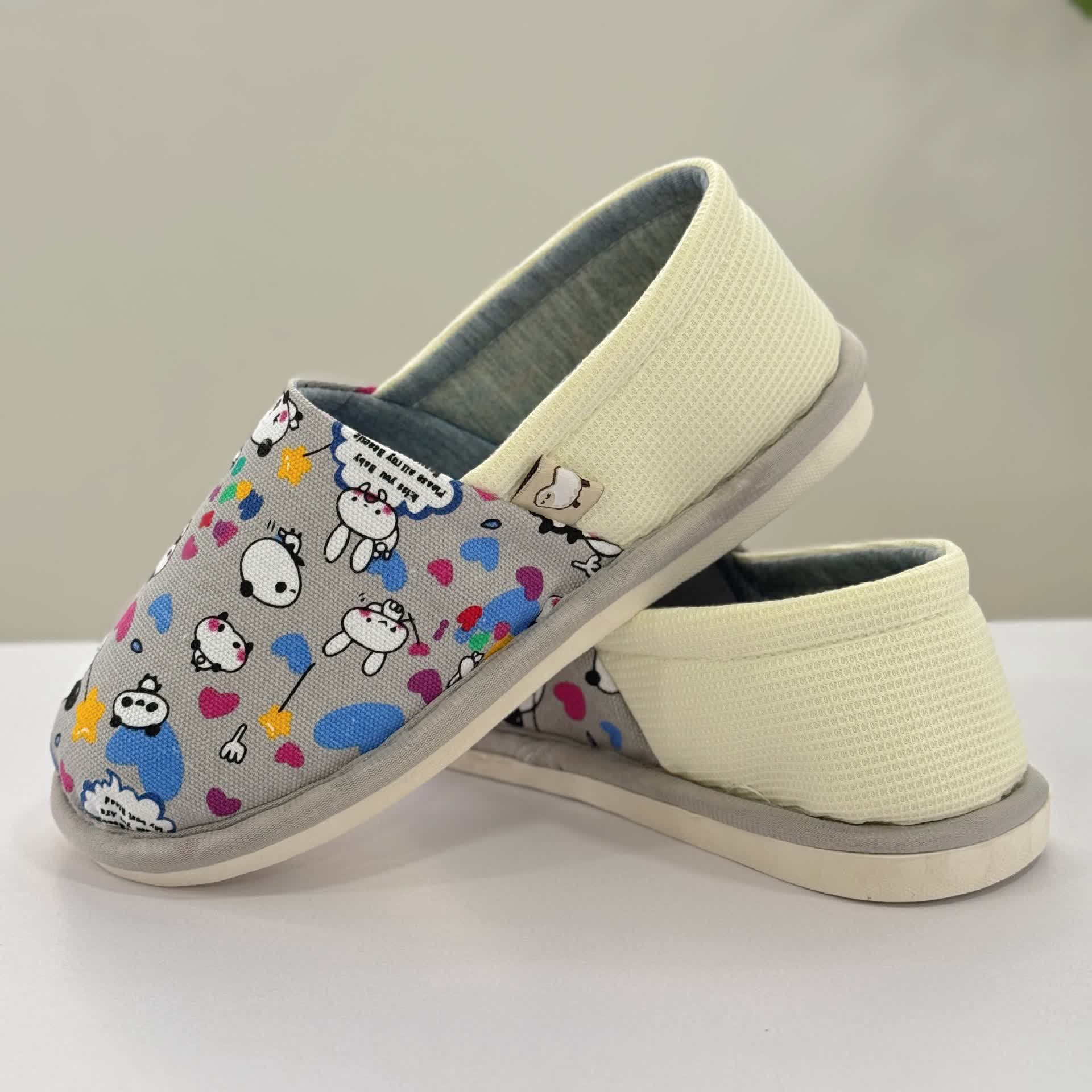 Cute Animal Print Non-Slip Canvas Home Slippers - image 9