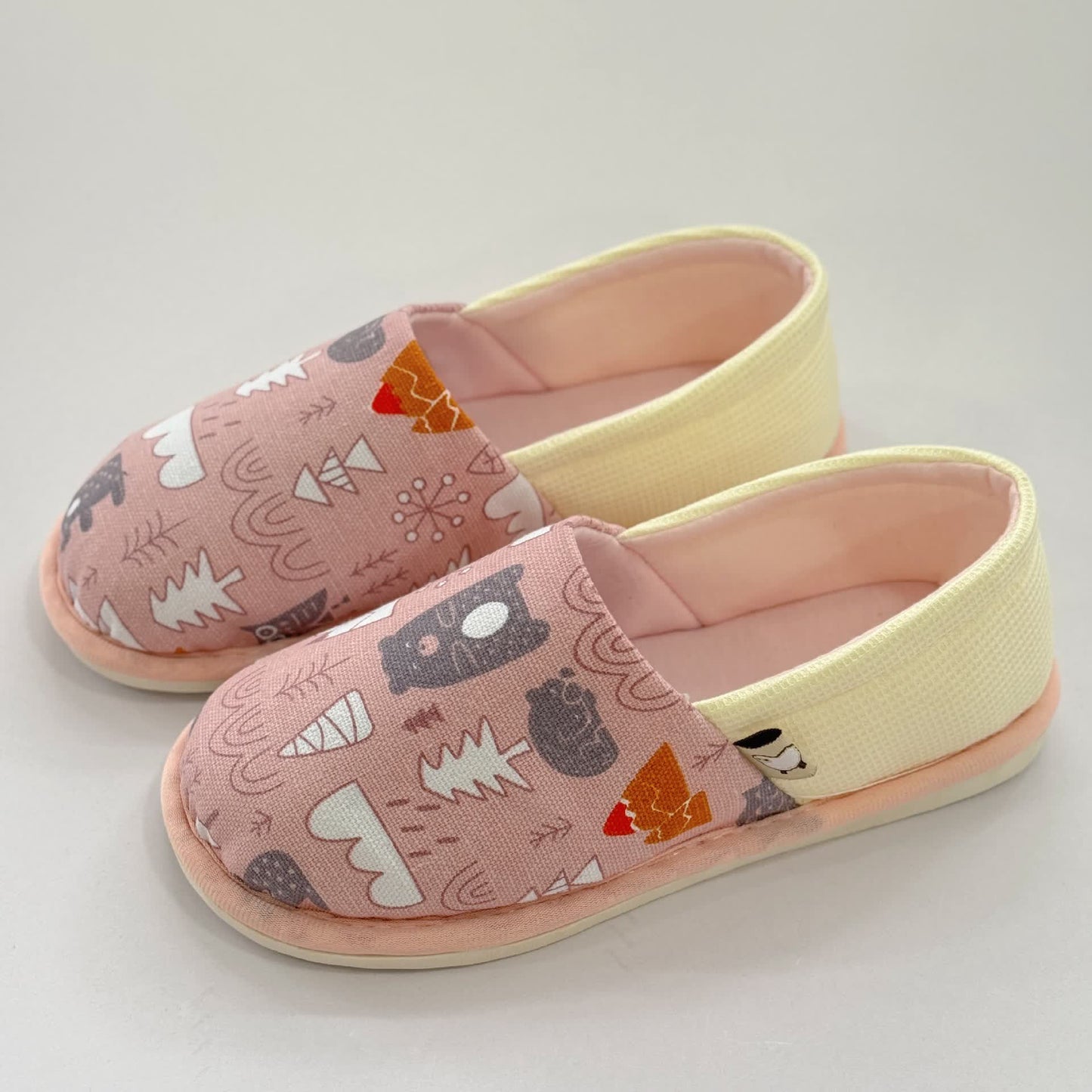 Cute Animal Print Non-Slip Canvas Home Slippers - Pink - US8.5-9 - image 2