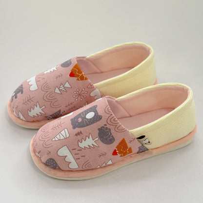 Cute Animal Print Non-Slip Canvas Home Slippers - Pink - US8.5-9 - image 2