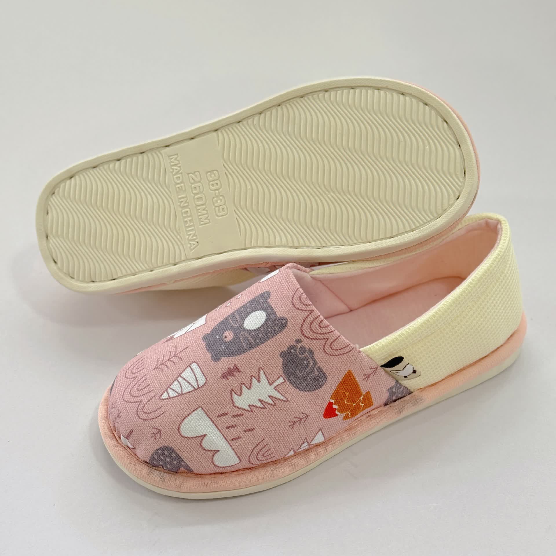 Cute Animal Print Non-Slip Canvas Home Slippers - image 5