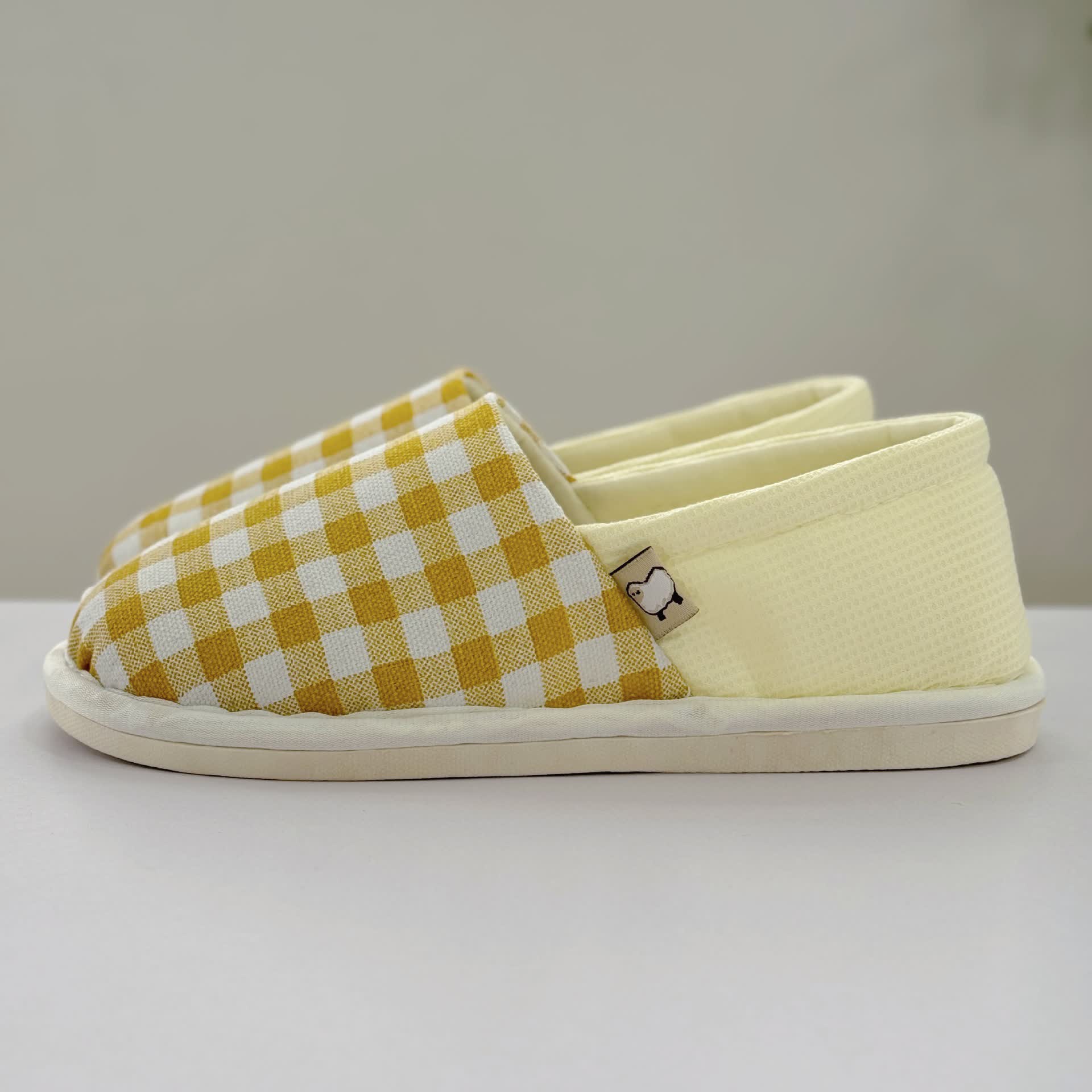 Plaid Print Non-Slip Canvas Home Slippers - image 7