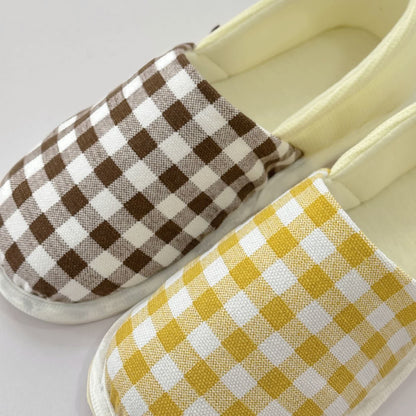 Plaid Print Non-Slip Canvas Home Slippers - image 1