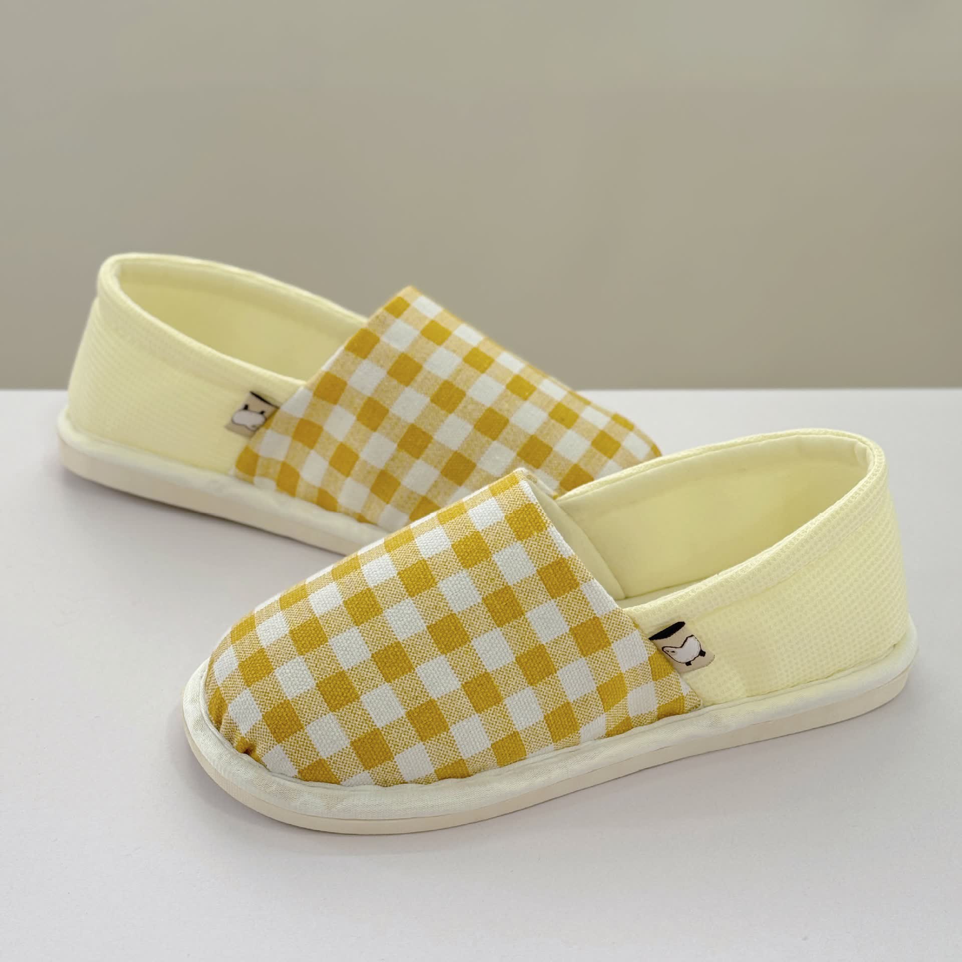 Plaid Print Non-Slip Canvas Home Slippers - image 5