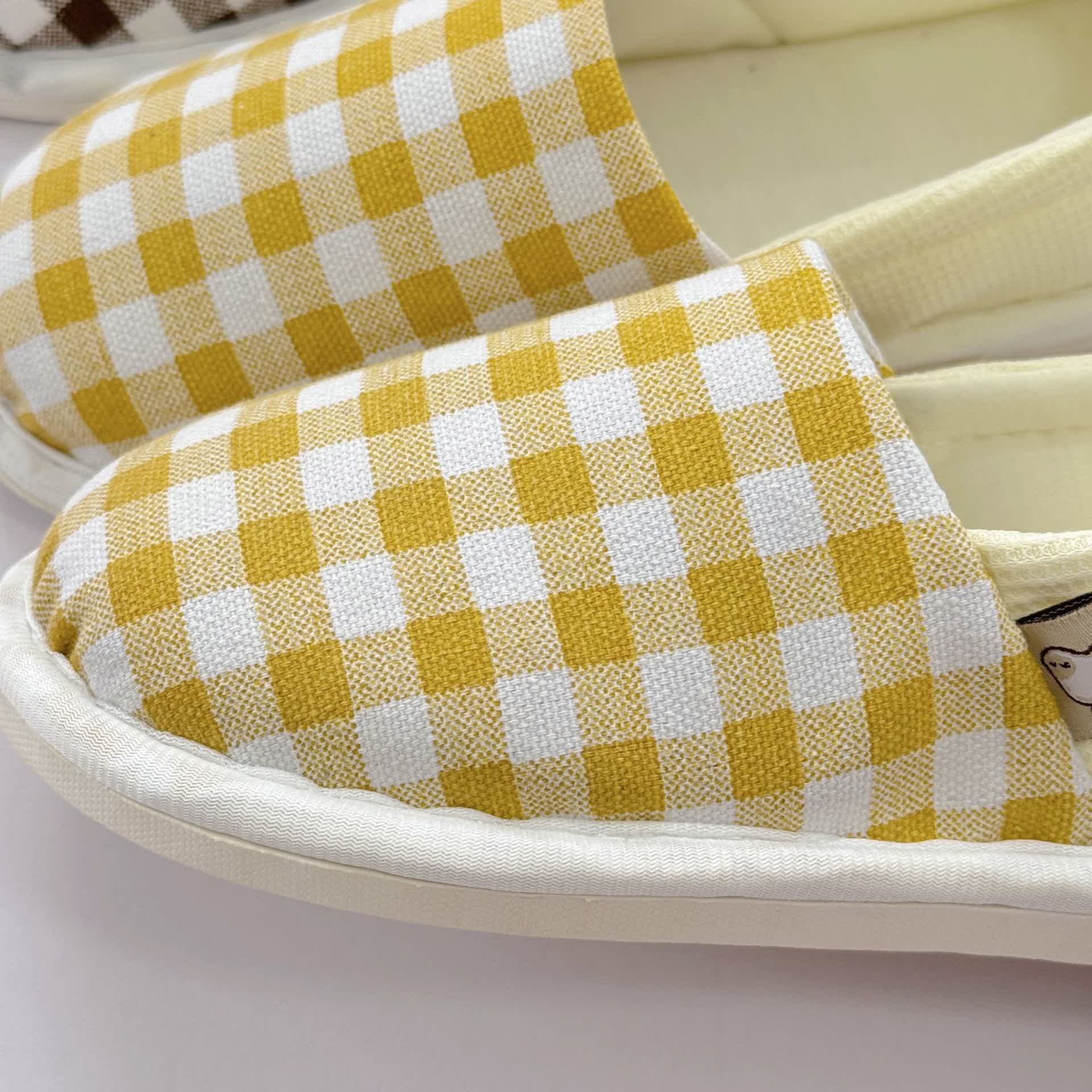 Plaid Print Non-Slip Canvas Home Slippers - image 8
