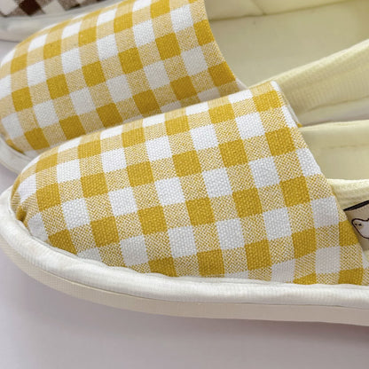 Plaid Print Non-Slip Canvas Home Slippers - image 8