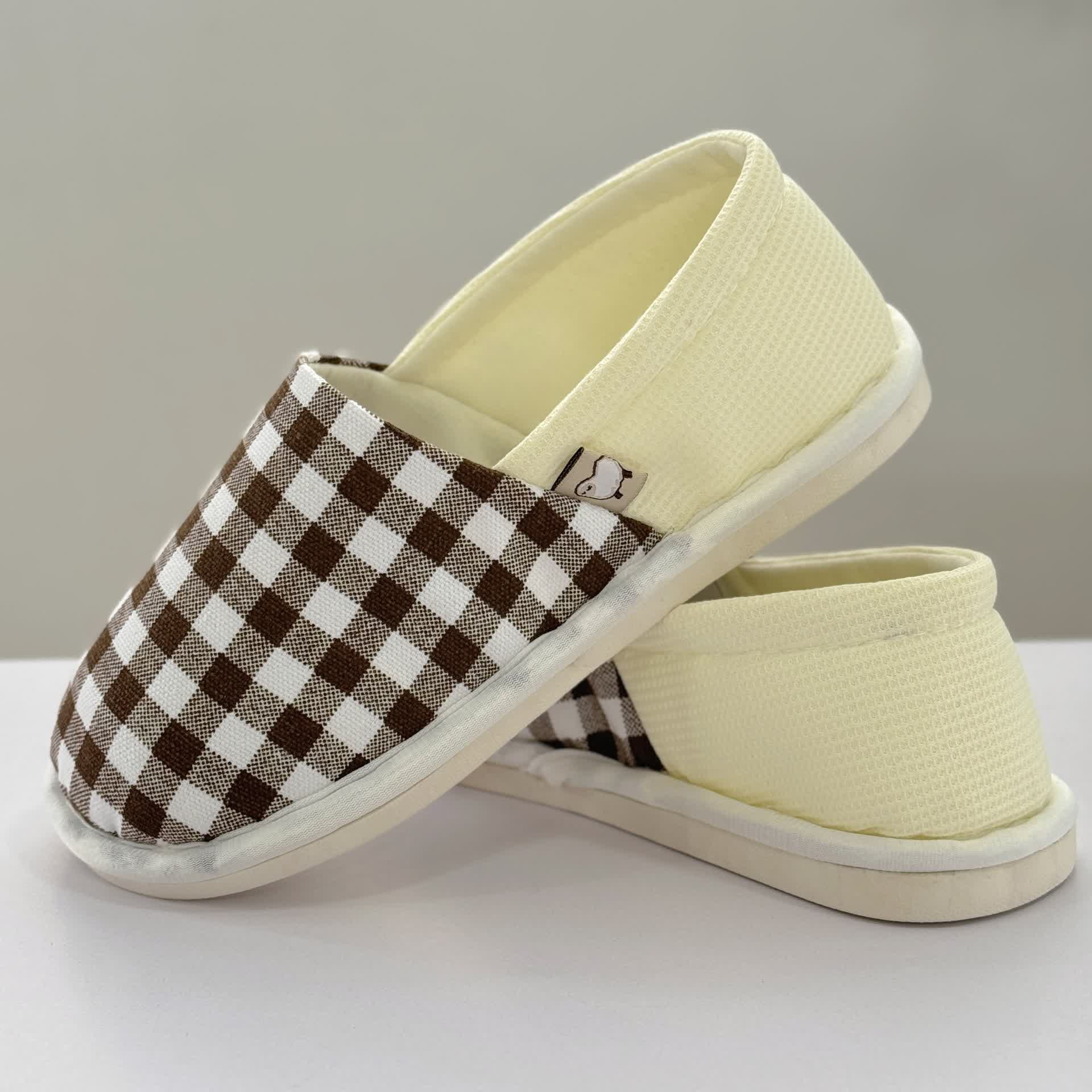 Plaid Print Non-Slip Canvas Home Slippers - image 12