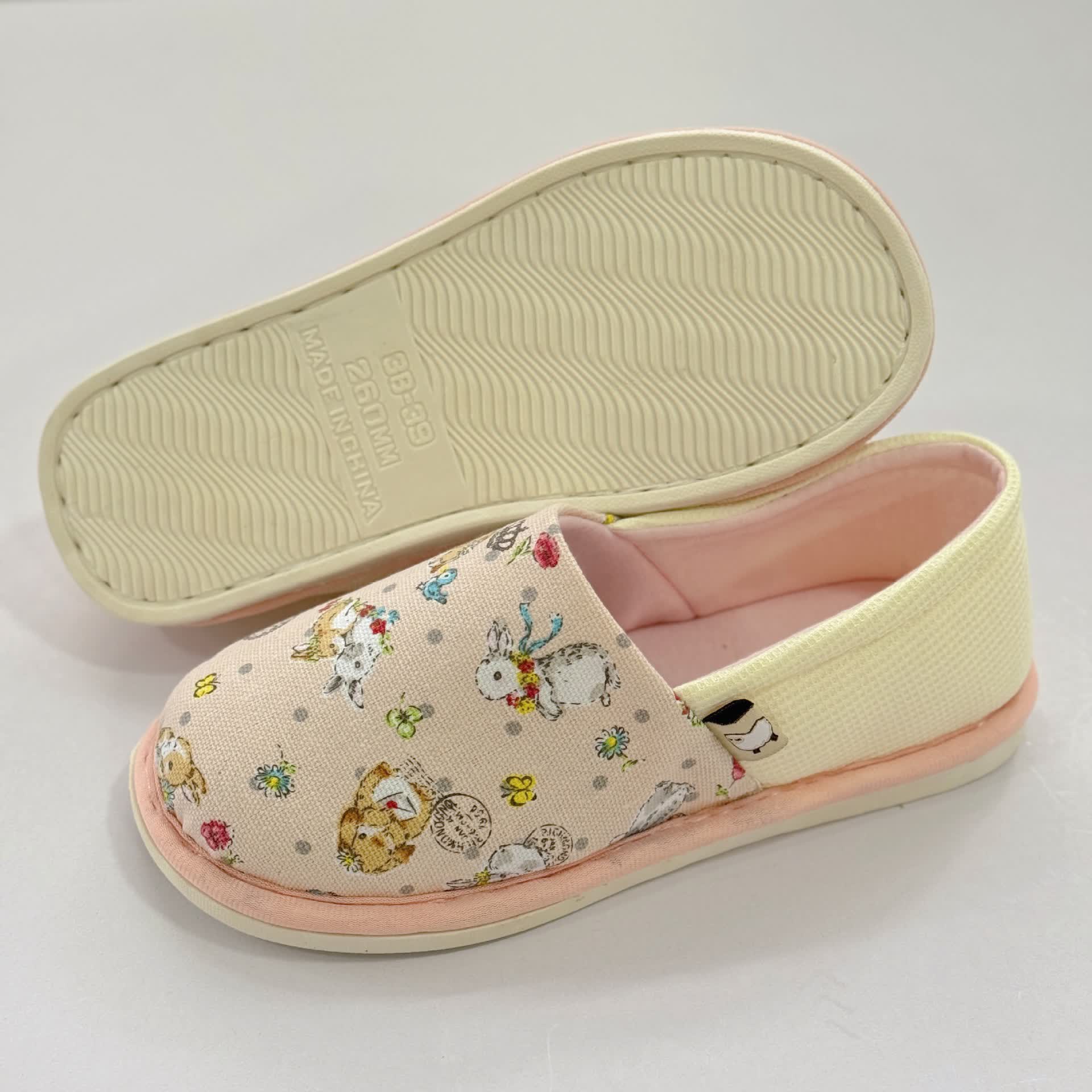 Rabbit Print Non-Slip Canvas Home Slippers - image 5