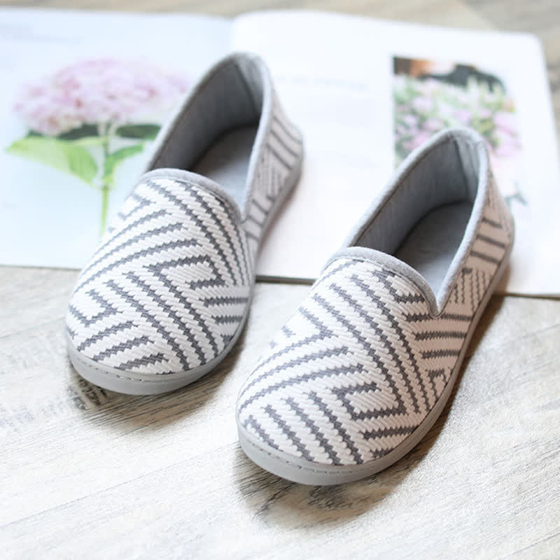 Striped Breathable Postpartum Home Slippers - Grey - US9-10 - image 7