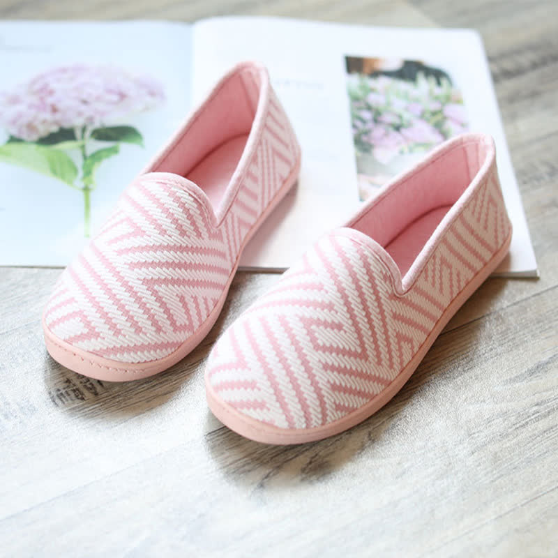 Striped Breathable Postpartum Home Slippers - Pink - US9-10 - image 5