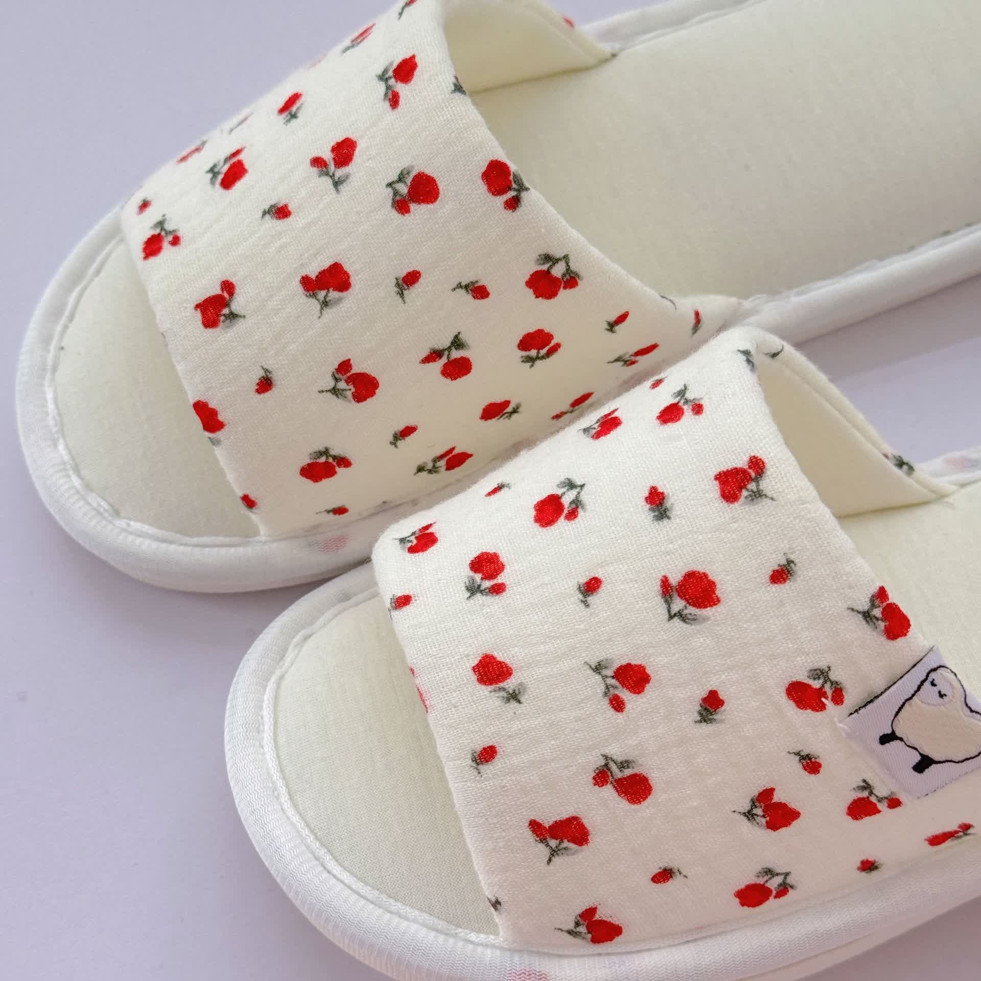 Floral Canvas Open-Toe Home Slippers - image 7