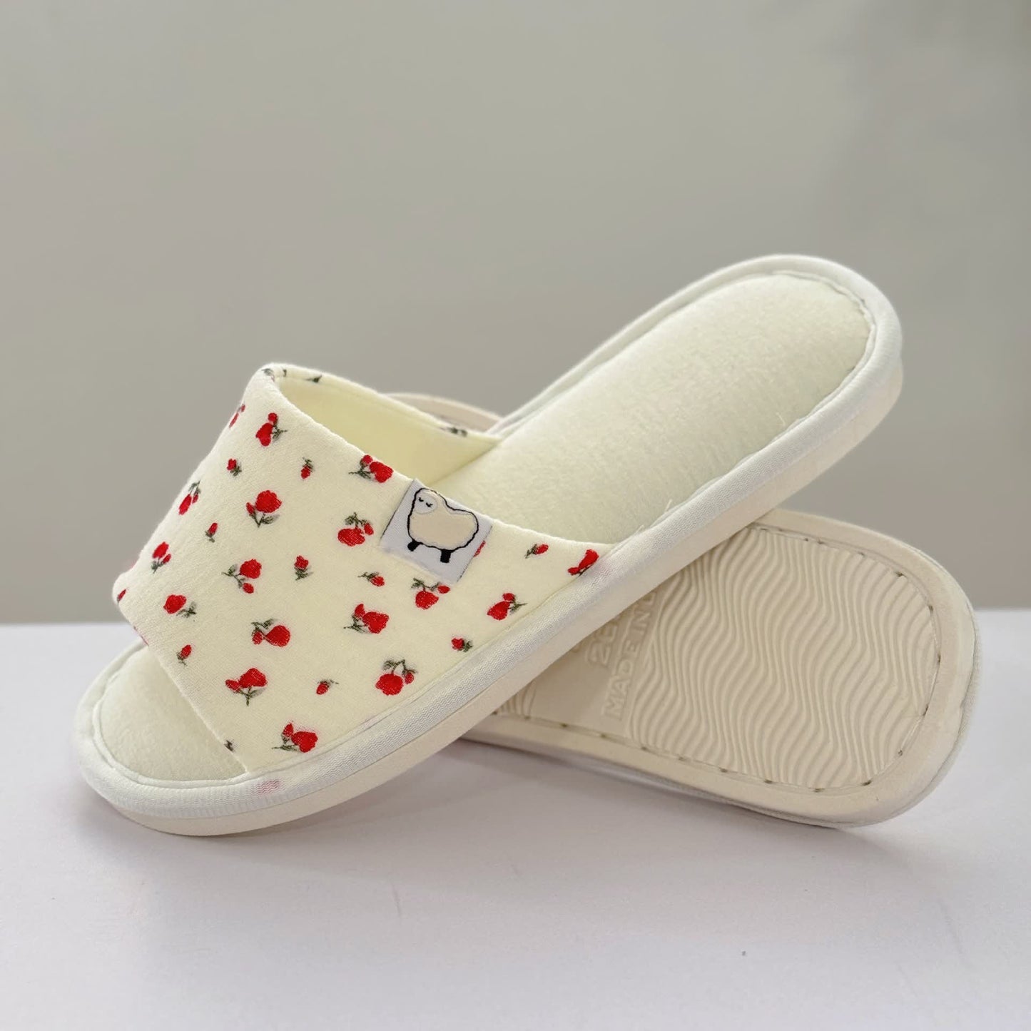Floral Canvas Open-Toe Home Slippers - image 4