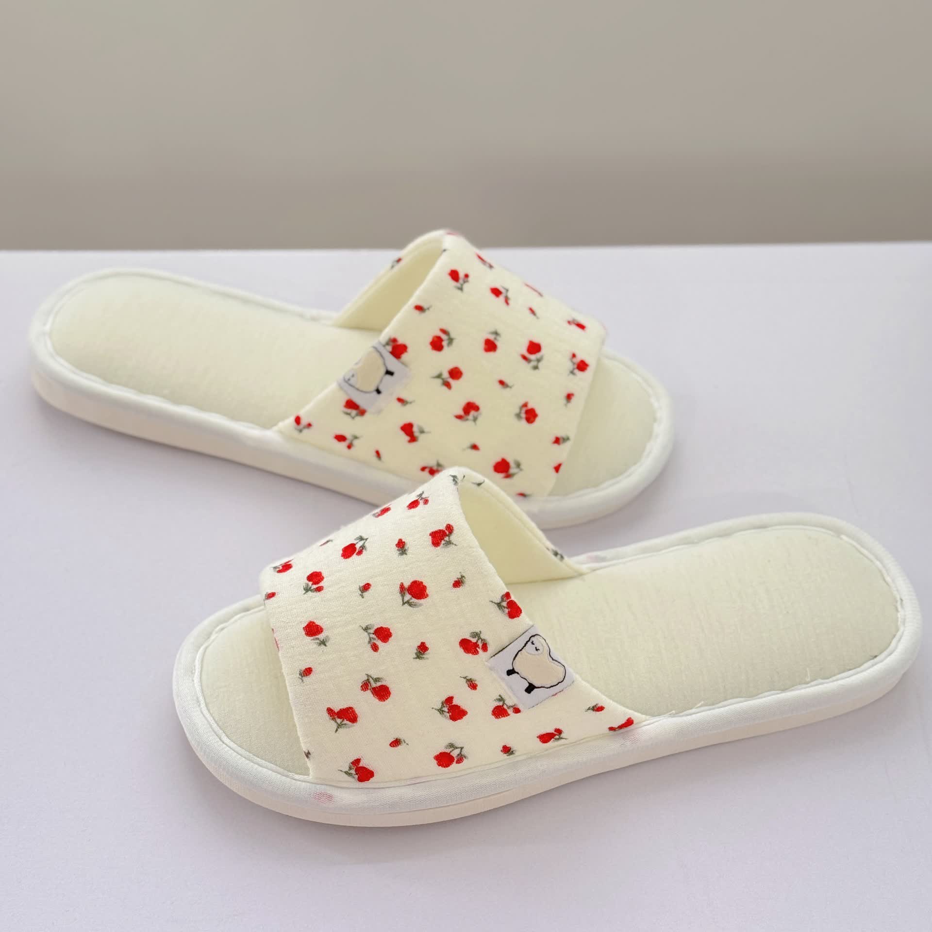 Floral Canvas Open-Toe Home Slippers - image 3