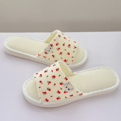 Floral Canvas Open-Toe Home Slippers - image 3