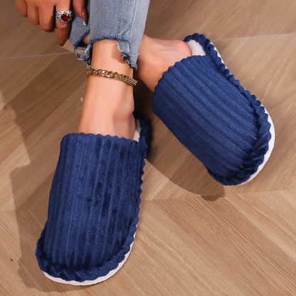 Solid Color Closed-Toe Home Thick Sole Warm Slippers - image 10