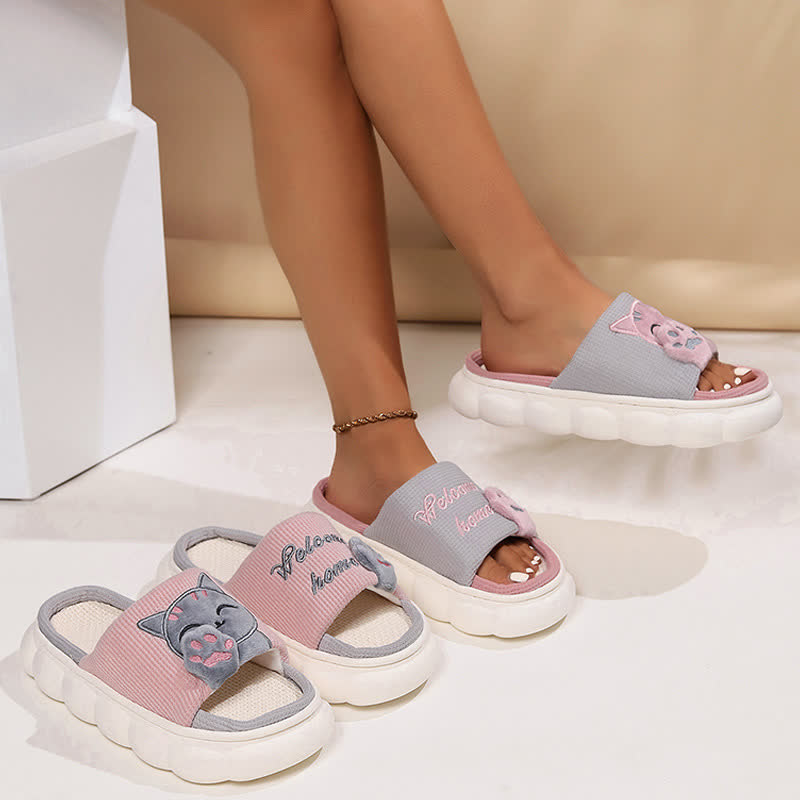 Cute Cartoon Kitten Home Slippers - image 1