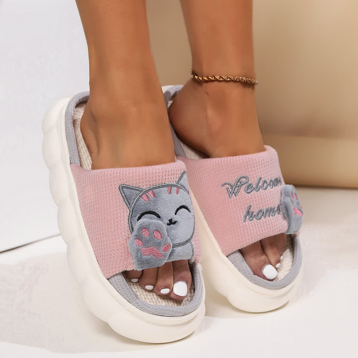 Cute Cartoon Kitten Home Slippers - image 3
