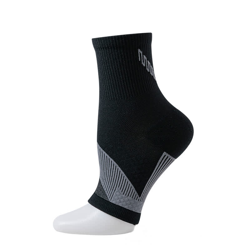 Solid Color Open Toe Compression Socks(3 Pairs) - Black - L/XL - image 5