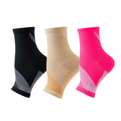 Solid Color Open Toe Compression Socks(3 Pairs) - Multicolor - L/XL - image 1