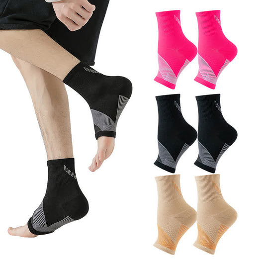 Solid Color Open Toe Compression Socks(3 Pairs) - image 0