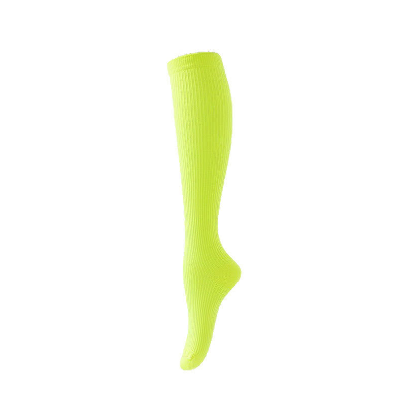 Candy Color Vertical Stripe Athletic Compression Socks(7 Pairs) - Green - L/XL - image 9
