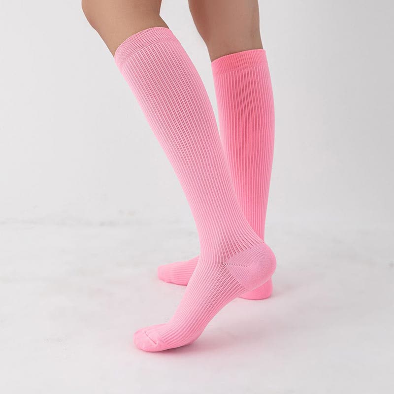 Candy Color Vertical Stripe Athletic Compression Socks(7 Pairs) - image 5