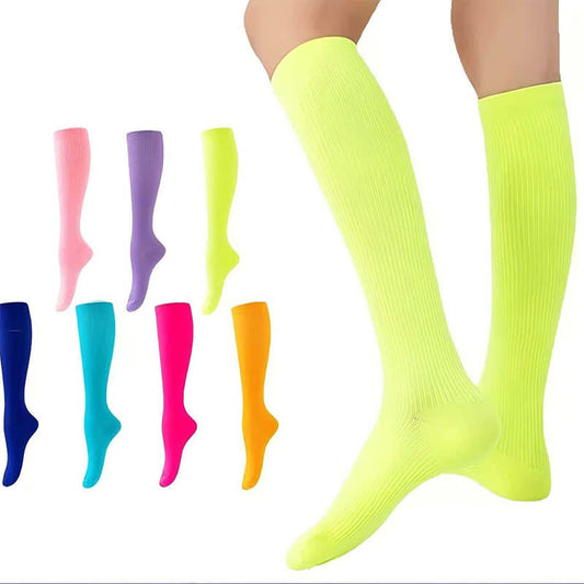 Candy Color Vertical Stripe Athletic Compression Socks(7 Pairs) - image 0