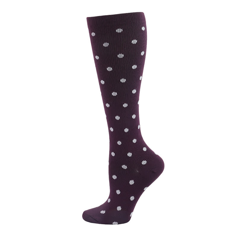 Polka Dot Heart Print Compression Socks(6 Pairs) - B - L/XL - image 2