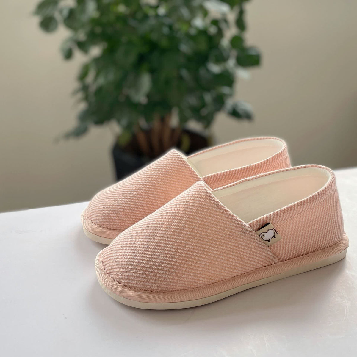 Simple Stripe Soft Sole Home Slippers - Pink - EU44-45(US10-11) - image 3