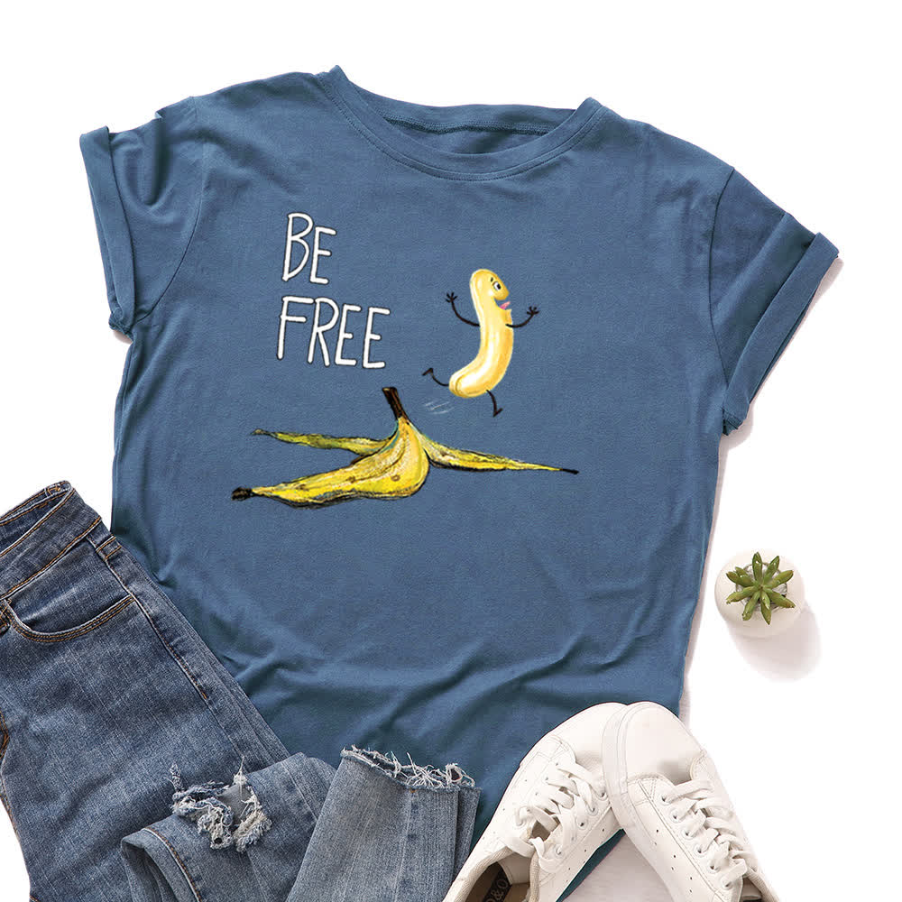 Plus Size Creative Banana Print Short Sleeve T-Shirt - Royal Blue - 5XL - image 7