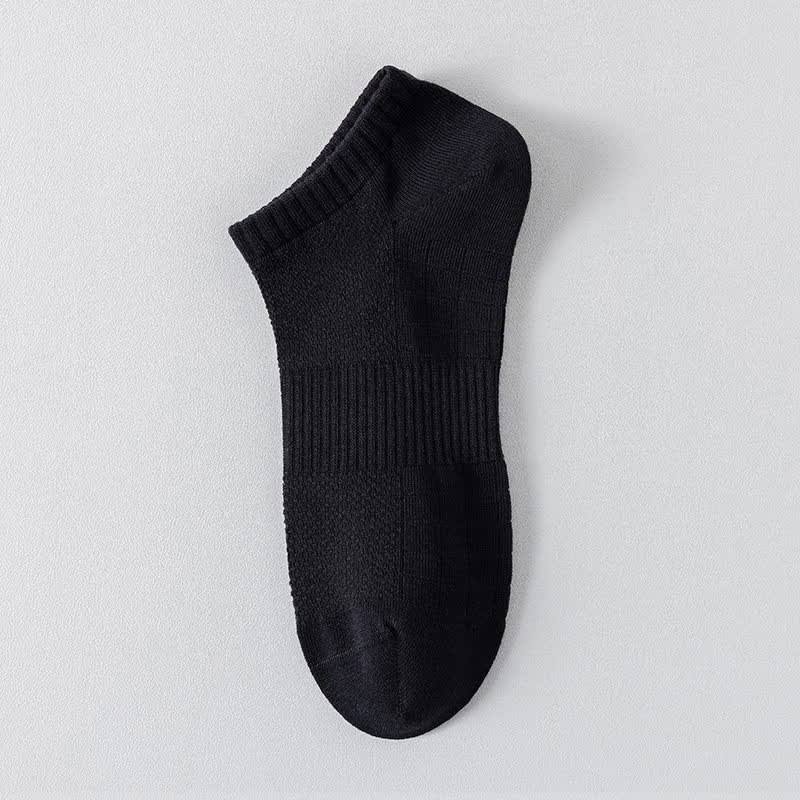 Lightweight Breathable Mesh Solid Color No Show Socks(6 Pairs) - Black - EU44-50(US10-15) - image 9
