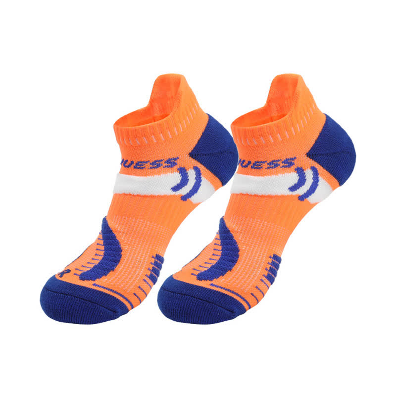 Bright Color Block Breathable Sports Ankle Socks(4 Pairs) - Orange - EU39-44(US6-10) - image 6