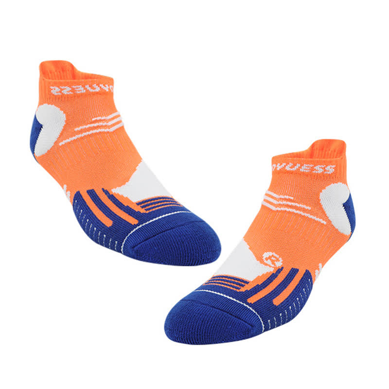 Colorful Block Breathable Sports Ankle Socks(5 Pairs) - Orange - EU39-44(US6-10) - image 3