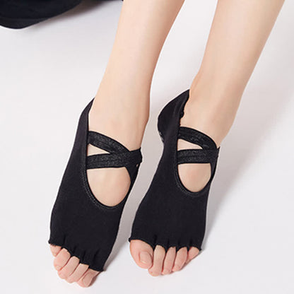 Cotton Non-Slip Cross Strap Open Toe Grip Socks(6 Pairs) - image 12