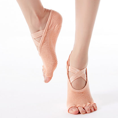 Cotton Non-Slip Cross Strap Open Toe Grip Socks(6 Pairs) - image 7