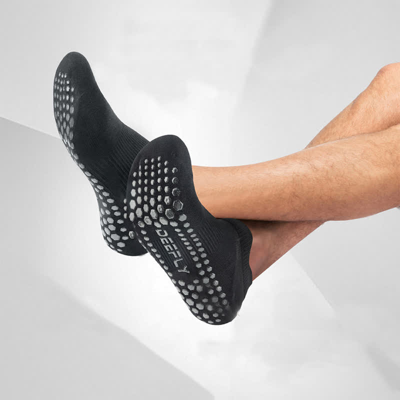 Solid Color Non-slip Breathable Grip Socks(3 Pairs) - image 1