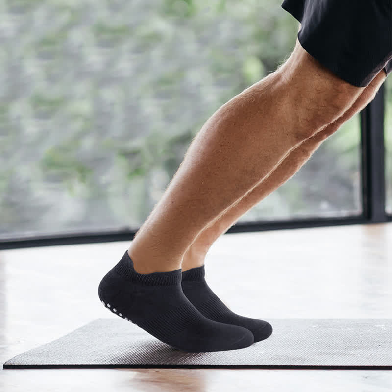 Solid Color Non-slip Breathable Grip Socks(3 Pairs) - image 2