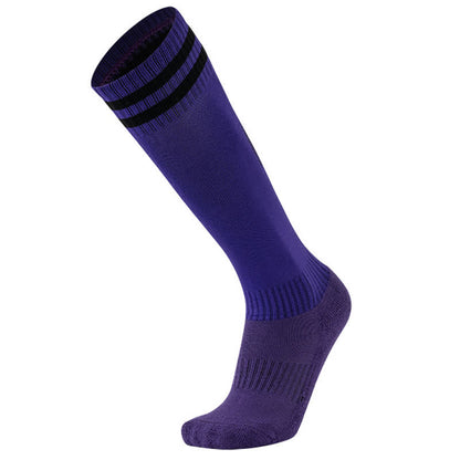 Solid Color Striped Knee-high Breathable Soccer Socks(5 Pairs) - Purple - EU38-45(US5-11) - image 11