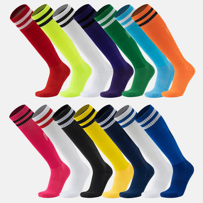 Solid Color Striped Knee-high Breathable Soccer Socks(5 Pairs) - image 0