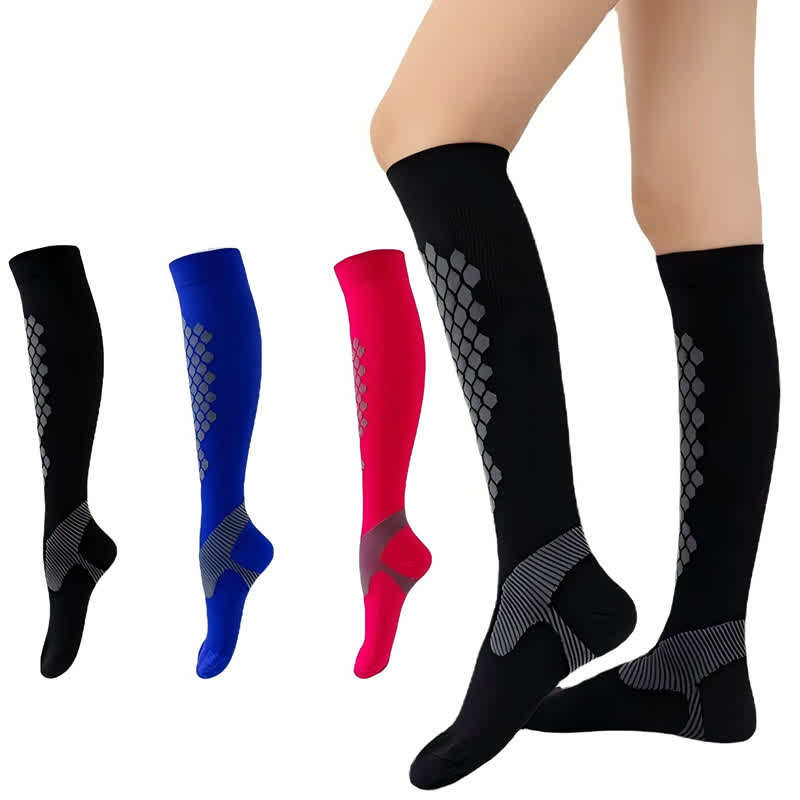 Geometric Pattern Compression Socks(3 Pairs) - image 1