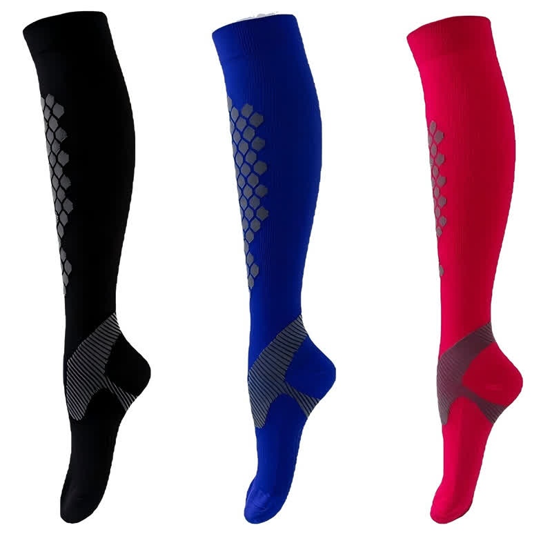 Geometric Pattern Compression Socks(3 Pairs) - Multicolor - L/XL - image 2