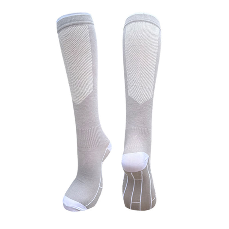 Simple Style Stretch Sports Compression Socks(3 Pairs) - Grey - L/XL - image 3