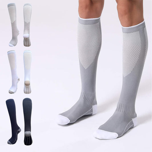 Simple Style Stretch Sports Compression Socks(3 Pairs) - Multicolor - L/XL - image 0