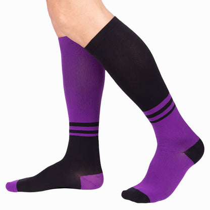 Striped Color Block Compression Socks(4 Pairs) - Purple - L/XL - image 6