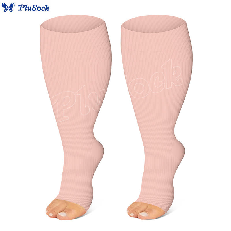 Plus Size Navy Blue Pink Open Toe Compression Socks(3 Pairs) - image 5