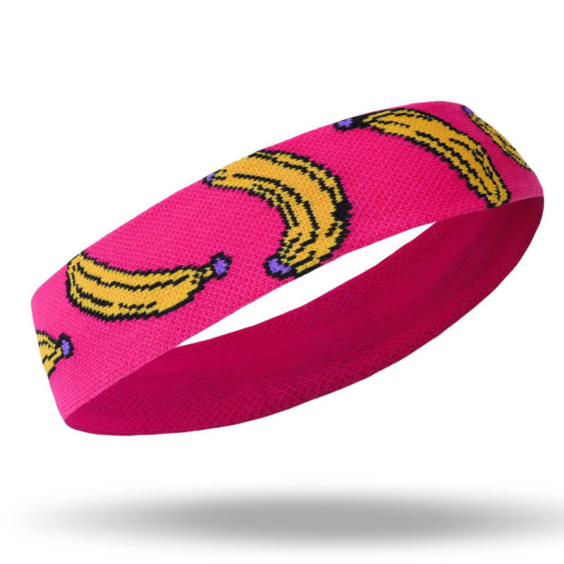 Banana Print Sweat-Absorbent Sports Headband - Pink - L - image 7